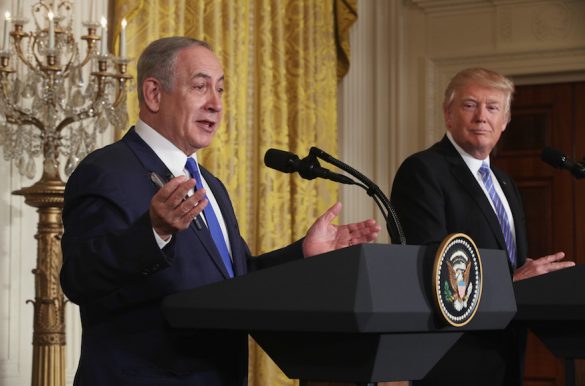 WASHINGTON, DC - FEBRUARY 15: U.S. President Donald Trump (R) and Israel Prime Minister Benjamin Netanyahu (L) participate in a joint news conference at the East Room of the White House February 15, 2017 in Washington, DC. President Trump hosted Prime Minister Netanyahu for talks for the first time since Trump took office on January 20. (Photo by Alex Wong/Getty Images)