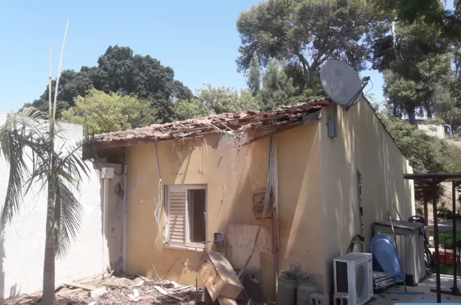 Home which was struck by a rocket overnight in Yad Mordechai. (photo credit: TAMARA ZIEVE)