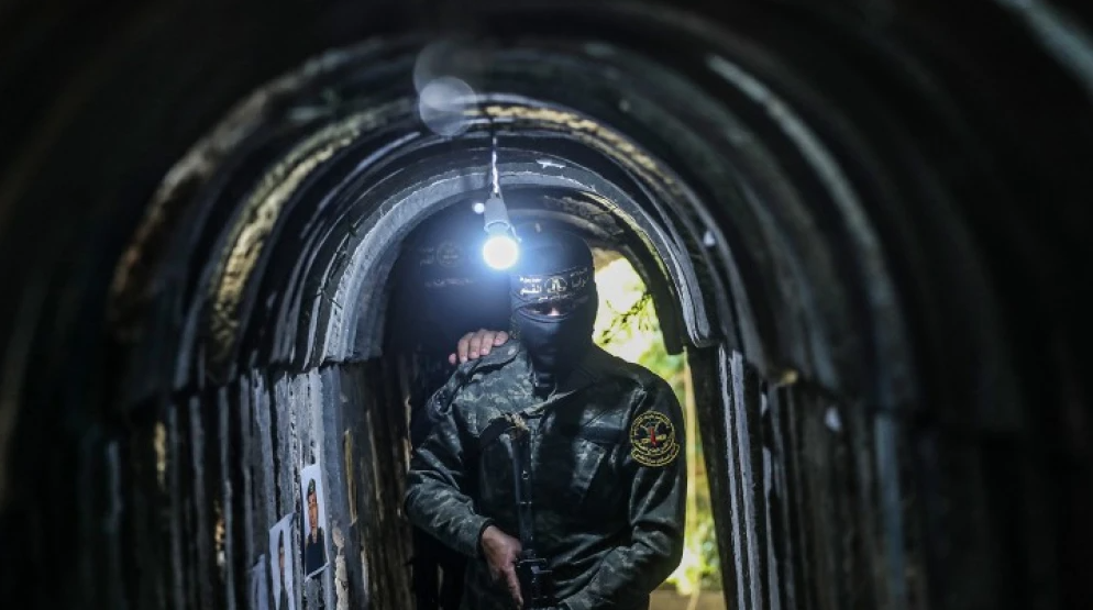 A Palestinian Islamic Jihad terrorist inside a tunnel in Beit Hanun, in the Gaza Strip, May 18, 2022. Photo by Attia Muhammed/Flash90.