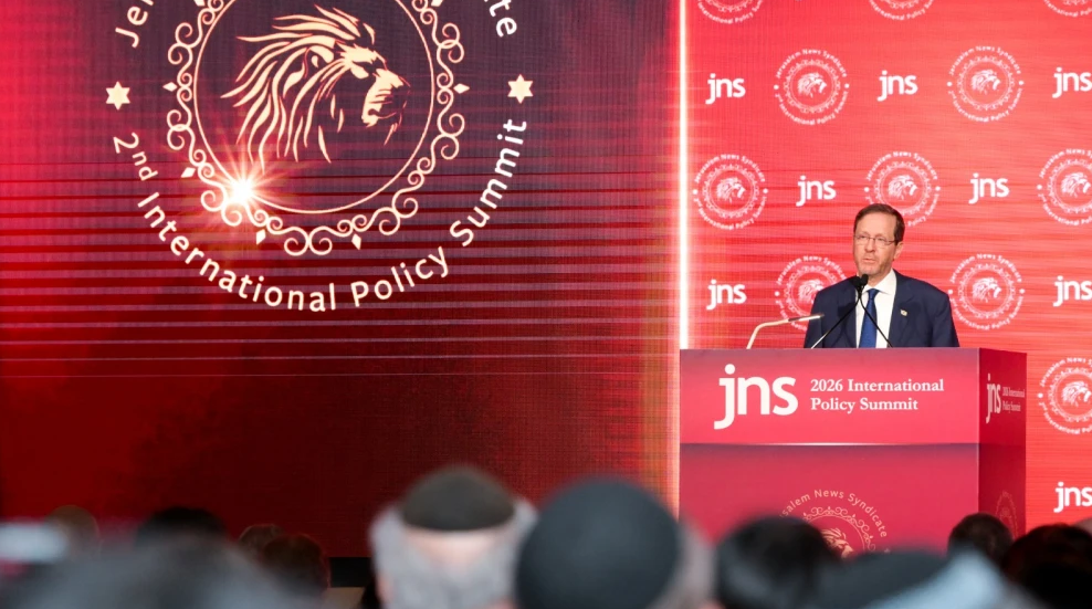 Israeli President Isaac Herzog addresses the JNS International Policy Summit in Jerusalem, June 22, 2026. Photo by Maayan Toaf/GPO.