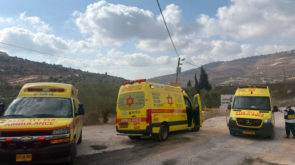 Magen David Adom ambulances at the scene of the shooting near Havat Gilad, July 24, 2026. Credit: MDA.