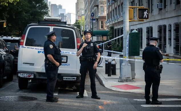 The scene of a stabbing on the Upper West Side of Manhattan, New York City, July 23, 2026. (Luke Tress/Times of Israel)