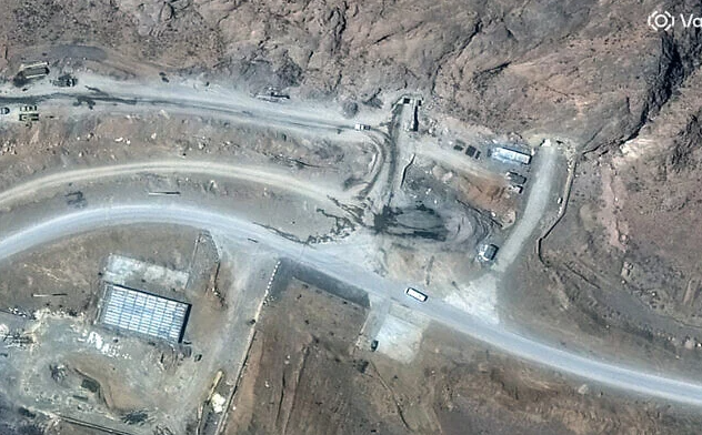 This handout satellite image courtesy of Vantor shows tunnel entrances at a missile complex in Isfahan, in central Iran, on February 27, 2026. (Satellite image © 2026 Vantor / AFP)