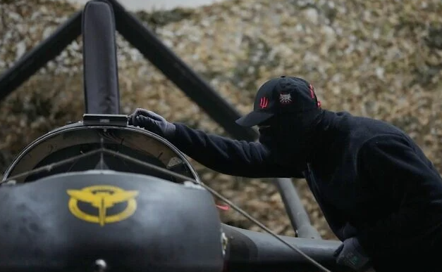 Illustrative: A serviceman of Ukraine's defense intelligence prepares an An-196 Liutyi (Fierce) one-way drone against Russia in an undisclosed location in Ukraine late on May 28, 2026. (AP Photo/Efrem Lukatsky)