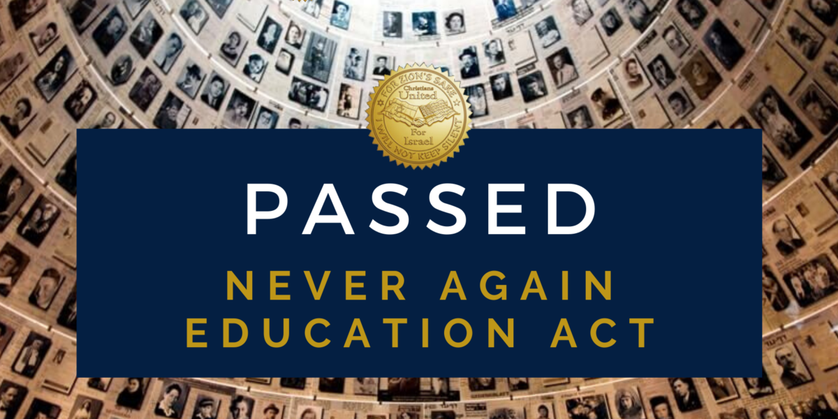 CUFI Welcomes Passage of Never Again Education Act