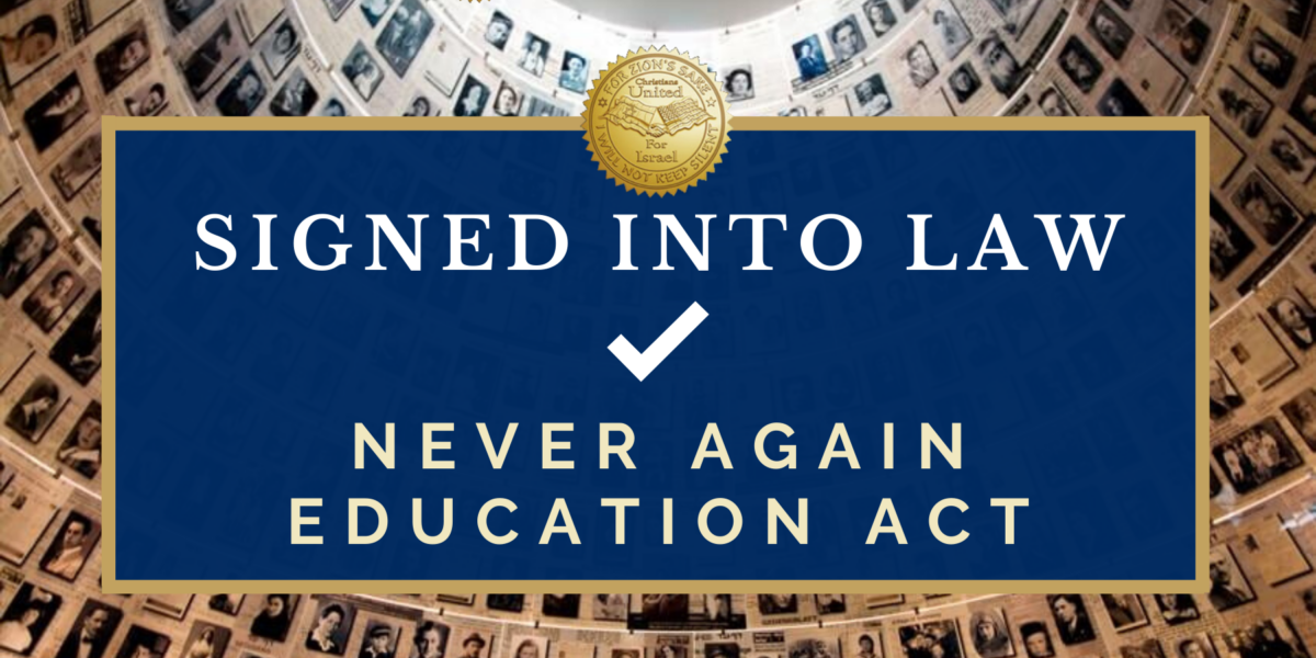 CUFI Applauds President Trump for Signing Never Again Education Act