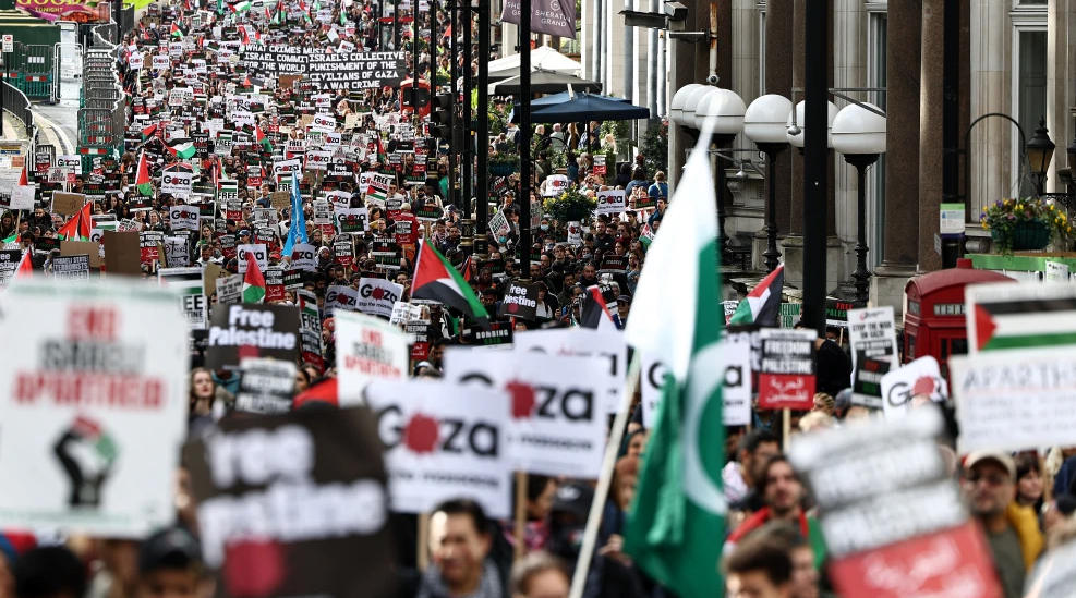 A “March For Palestine” in London on Oct. 21, 2023, to “demand an end to the war on Gaza.” Photo by Henry Nicholls/AFT via Getty Images.HENRY NICHOLLS/AFP via Getty Images