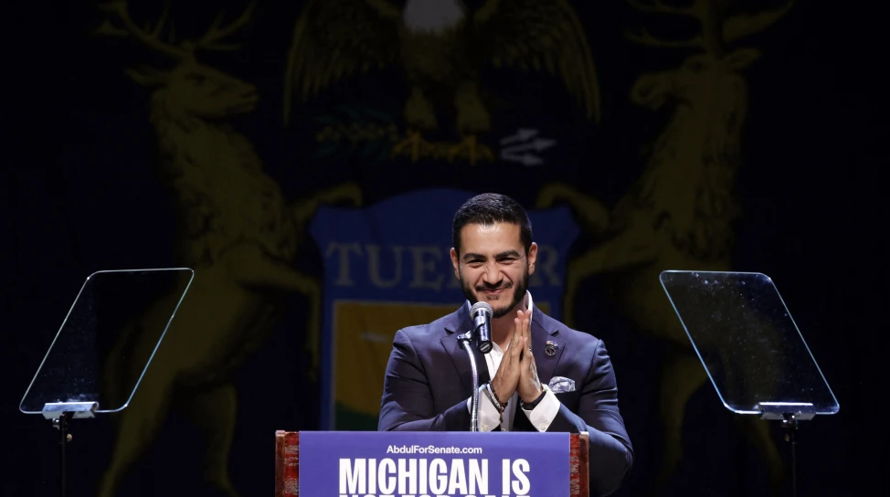 Democratic Senate candidate from Michigan Abdul El-Sayed addresses supporters at his election night event at the Majestic Theatre in Detroit, Mich., on Aug. 4, 2026. Credit: by Jeff Kowalsky/AFP via Getty Images.