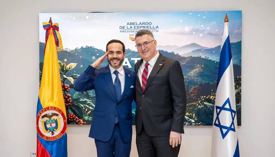 Israeli Foreign Minister Gideon Sa’ar meets with Colombian President-elect Abelardo de la Espriella in Barranquilla, Colombia, ahead of the president’s inauguration, Aug. 6, 2026. Credit: Lodis Studios/Courtesy Israeli Foreign Ministry.