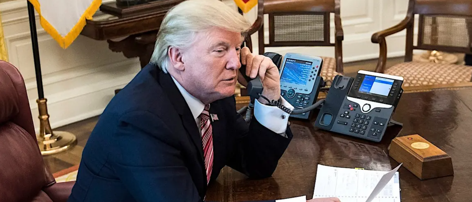 President Donald Trump gave an exclusive interview to Fox News' Trey Yingst on Monday morning, confirming reports of the backchannel with the Islamic Revolutionary Guard Corps amid fractured Iranian political leadership. (Jabin Botsford/The Washington Post)