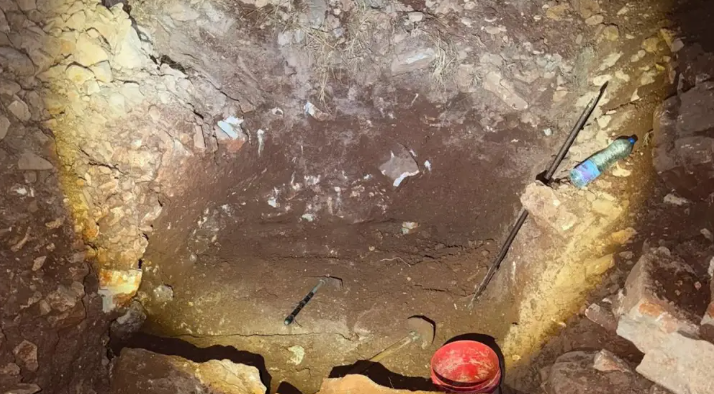 Digging tools and buckets sit inside a shaft excavated near the Jerusalem security barrier that authorities say was part of an infiltration tunnel plot. Credit: Israel Police.