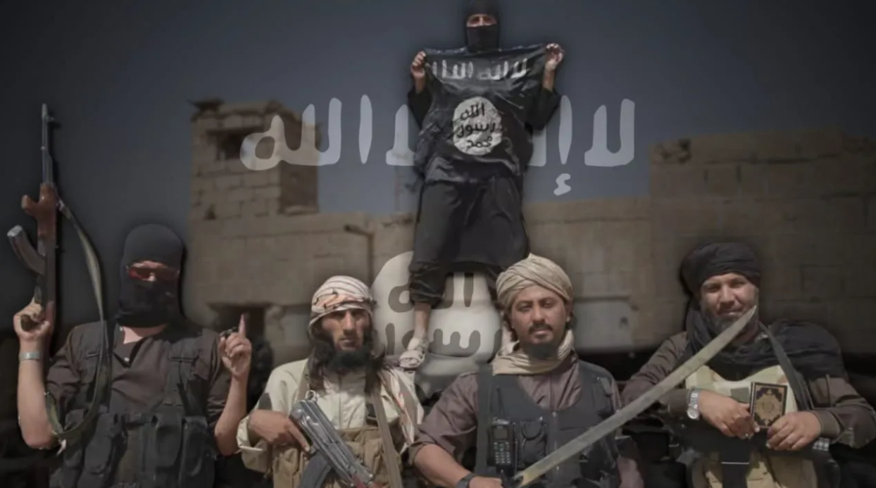 Illustration of ISIS terrorists. (photo credit: Corbis/Medyan Dairieh, Wikipedia)