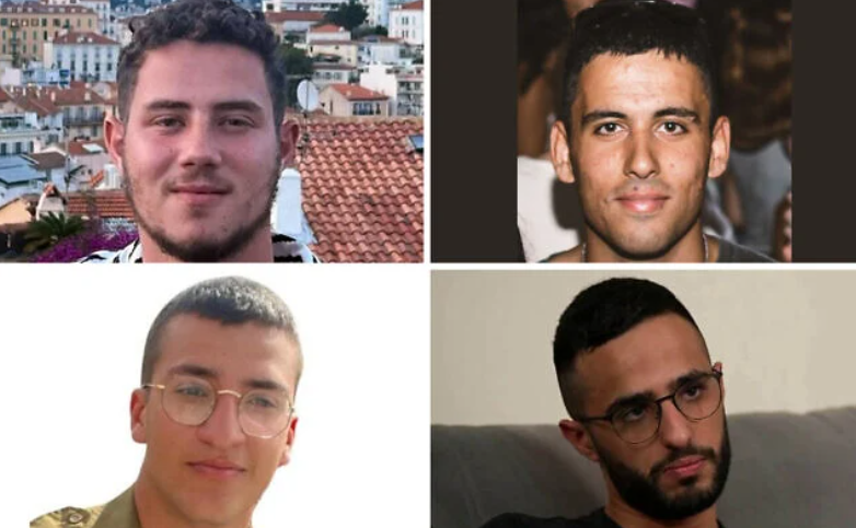 Clockwise from top left: Omer Neutra, Oz Daniel, Shaked Dahan, Nimrod Cohen. (Courtesy, IDF, Channel 12 screenshot)