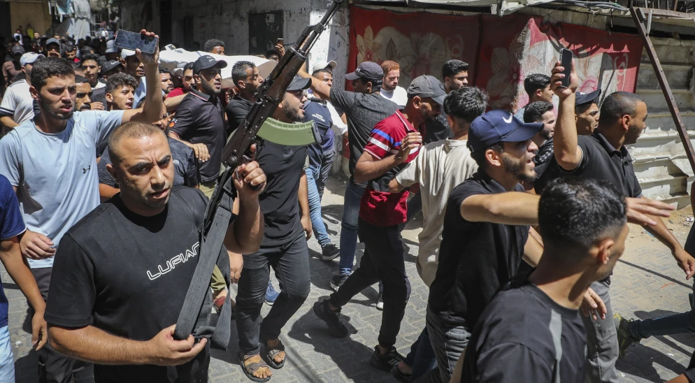 Palestinians attend the funeral of Samir Zakaria Abu Dalal, who was killed in an Israeli strike in Gaza City, on Aug. 4, 2026. Photo by Ali Hassan/Flash90.
