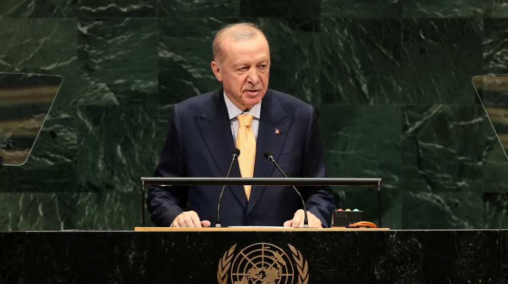Turkey’s President Recep Tayyip Erdoğan speaks during the 81st session of the United Nations (U.N.) General Assembly at U.N. Headquarters on Sept. 22, 2026 in New York City. Photo by Michael M. Santiago/Getty Images.