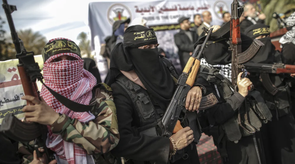 Female terrorists, members of Palestinian Islamic Jihad. Photo by Wissam Nassar/Flash90.
