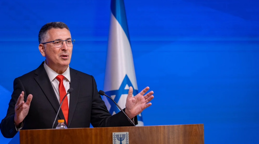 Israeli minister of foreign affairs Gideon Saar hold a press conference at the Ministry of Foreign Affairs in Jerusalem, Sept. 8, 2026. Credit: Chaim Goldberg/Flash90.Chaim Goldberg/Flash90