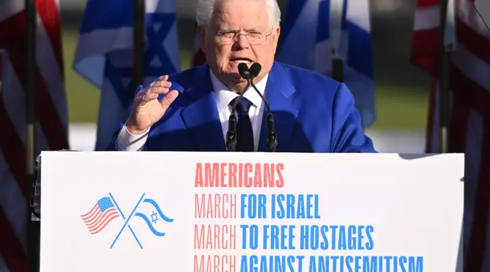 Pastor John Hagee speaks during "March For Israel" at the National Mall on Nov. 14, 2023 in Washington, D.C. The large pro-Israel gathering comes as the Israel-Hamas war enters its sixth week following the October 7 terrorist attacks by Hamas. (Noam Galai/Getty Images)