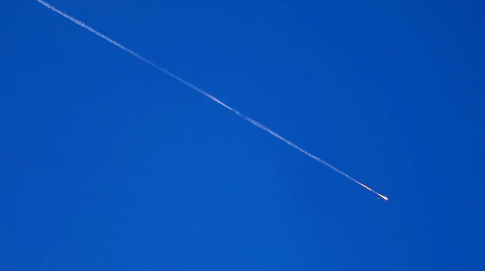 A ballistic missile launched from Iran, as seen over the skies of Hebron in Judea, on June 8, 2026. Photo by Wisam Hashlamoun/Flash90.Wisam Hashlamoun/Flash90
