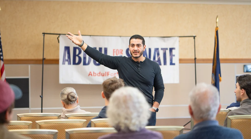 Dr. Abdul El-Sayed, a Democratic candidate for senator in the state of Michigan, at a campaign event at Michigan Technological University in Houghton, Mich., Oct. 22, 2025. Credit: Conlan Houston/Flickr via Wikimedia Commons.Conlan Houston